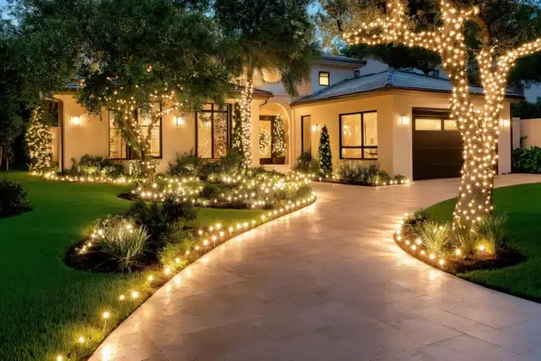 A house with Holiday Lighting in Northwest Hills TX