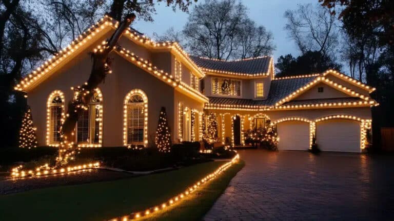 a house with Holiday Lighting in Tarry Town TX